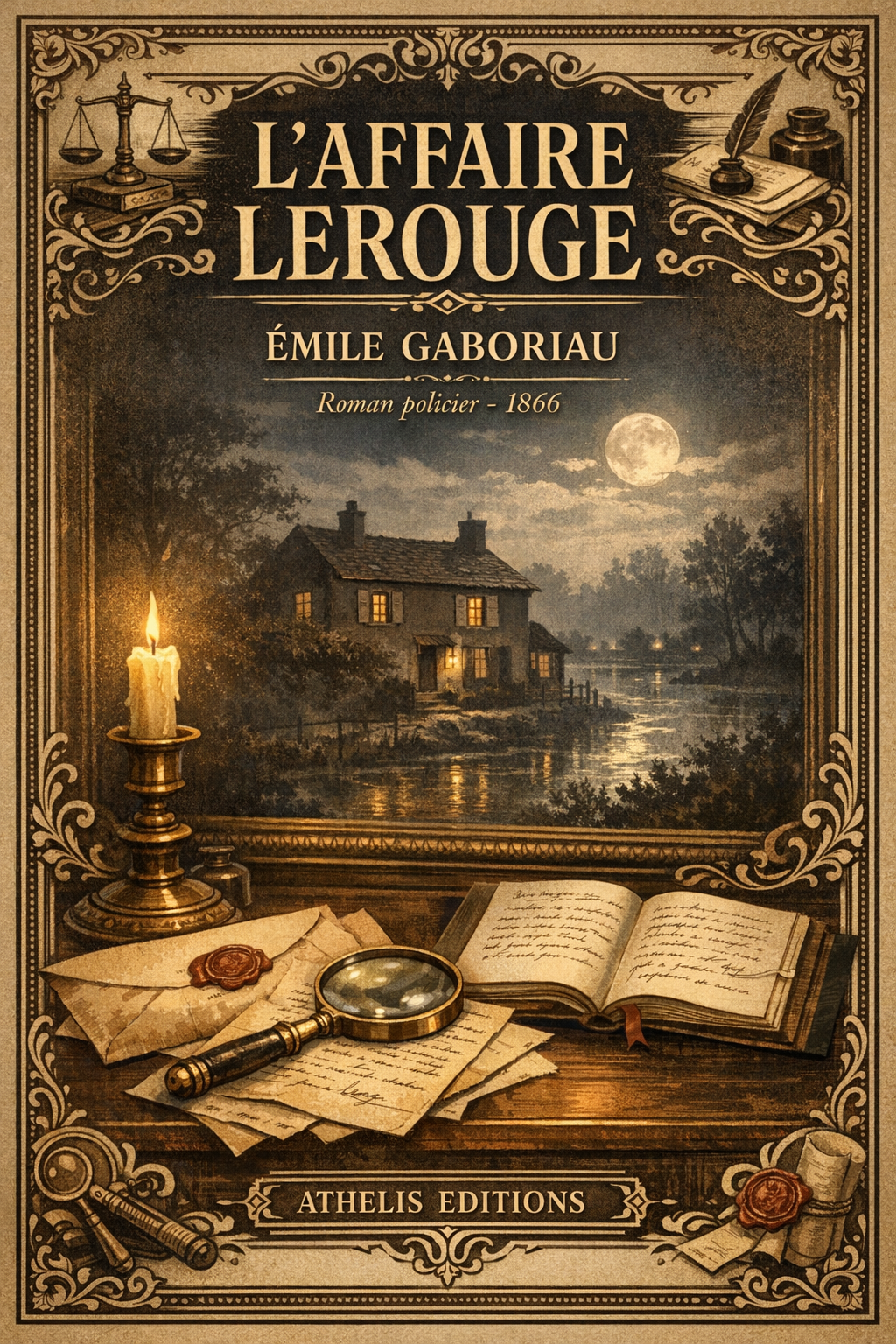 Couverture du livre L'affaire Lerouge d'Émile Gaboriau - Roman policier - Athelis Editions