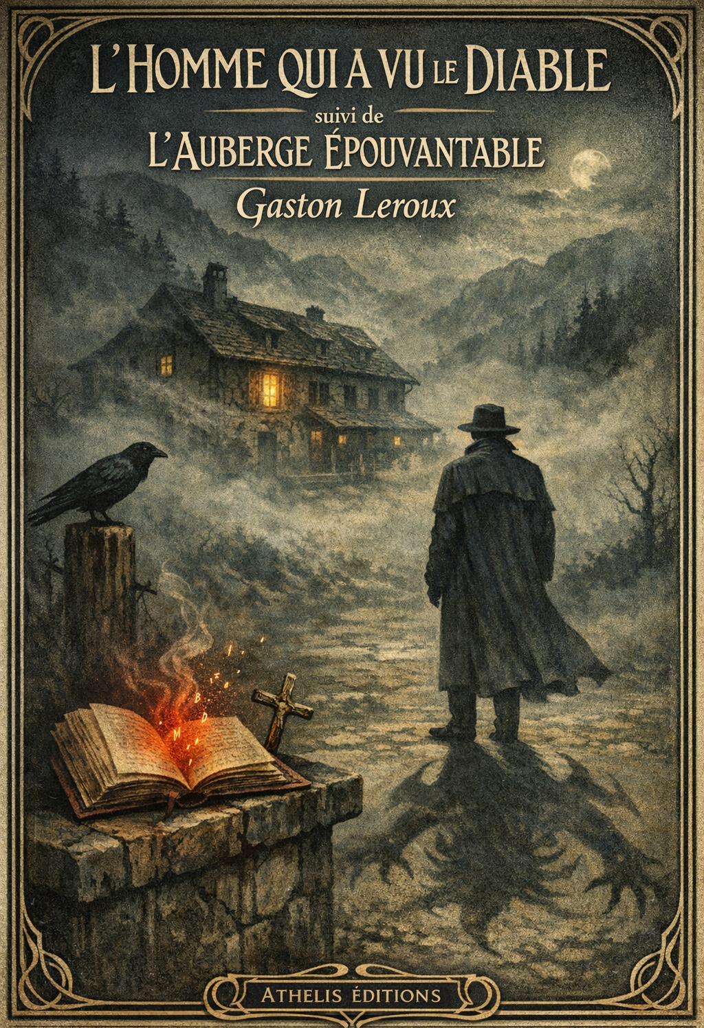 Couverture du livre L'homme qui a vu le Diable de Gaston Leroux - Roman fantastique - Athelis Editions