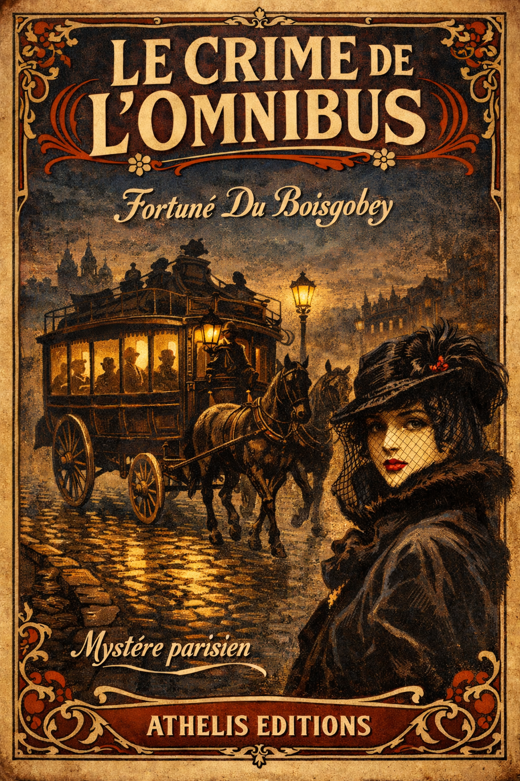 Couverture du livre Le crime de l'omnibus de Fortuné du Boisgobey - Roman policier - Athelis Editions