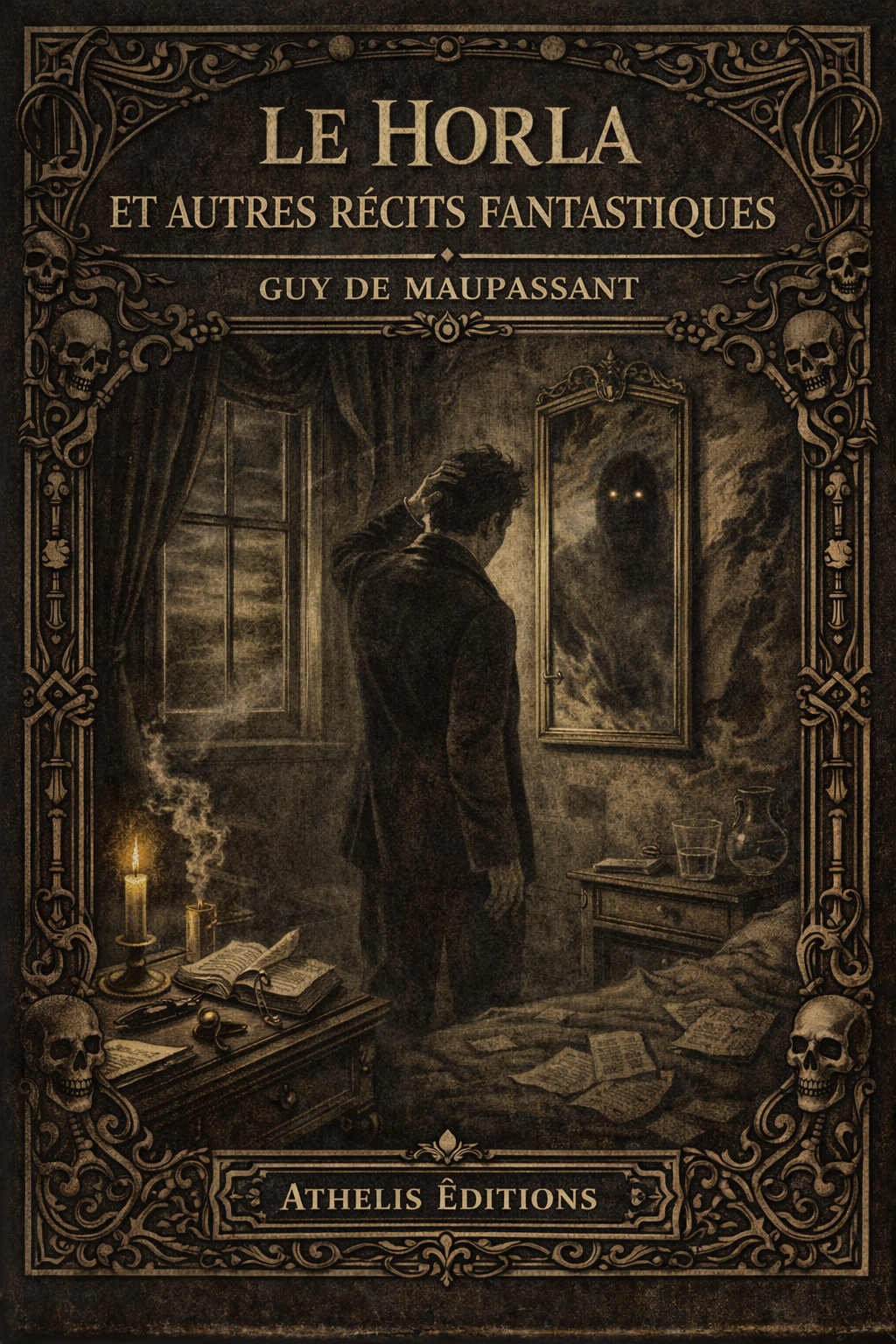 Couverture du livre Le Horla et autres récits fantastiques de Guy de Maupassant - Recueil fantastique - Athelis Editions