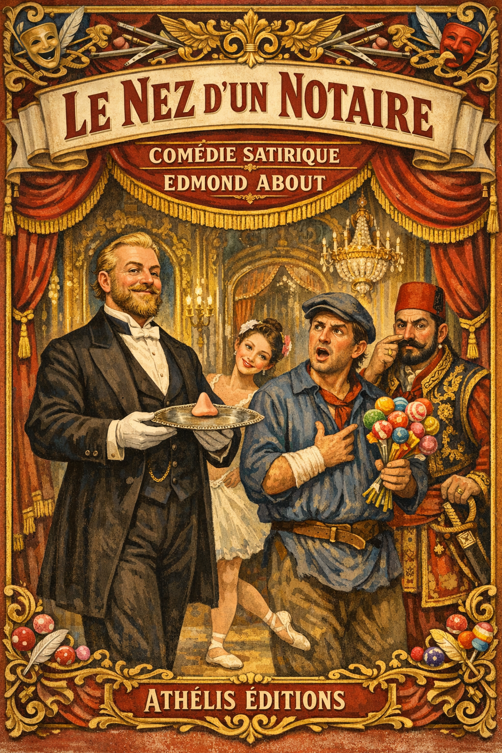 Couverture du livre Le nez d'un notaire d'Edmond About - Roman satirique - Athelis Editions