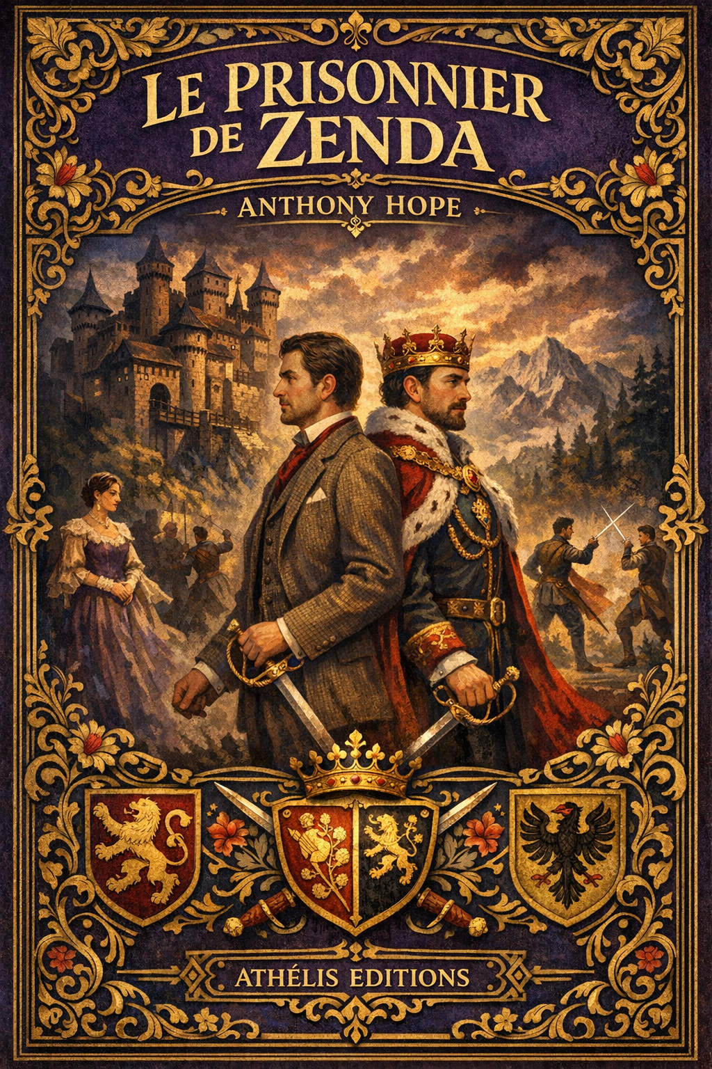 Couverture du livre Le prisonnier de Zenda d'Anthony Hope - Roman d'aventures - Athelis Editions